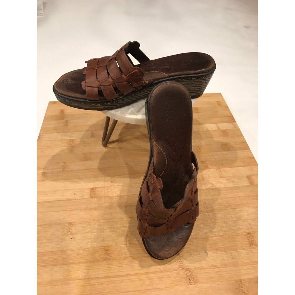 Born Lola rust whiskey Womens Brown Leather size 8 slip-on open toe sandal